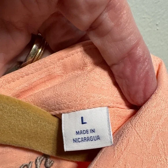 Caribbean Men's Peach Button Down Shirt - Picture 3 of 3